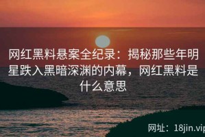 网红黑料悬案全纪录：揭秘那些年明星跌入黑暗深渊的内幕，网红黑料是什么意思